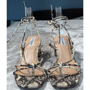 Steve Madden Ivanna Snake Print Ankle Tie Lace Up Sandals Womens Size 9 NEW